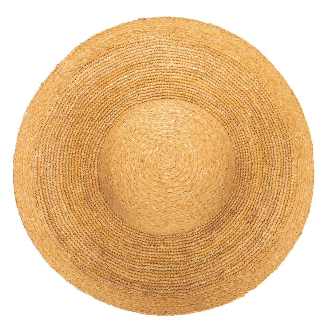 Elegant - Raffia Braid Round Crown Floppy Sun Hat