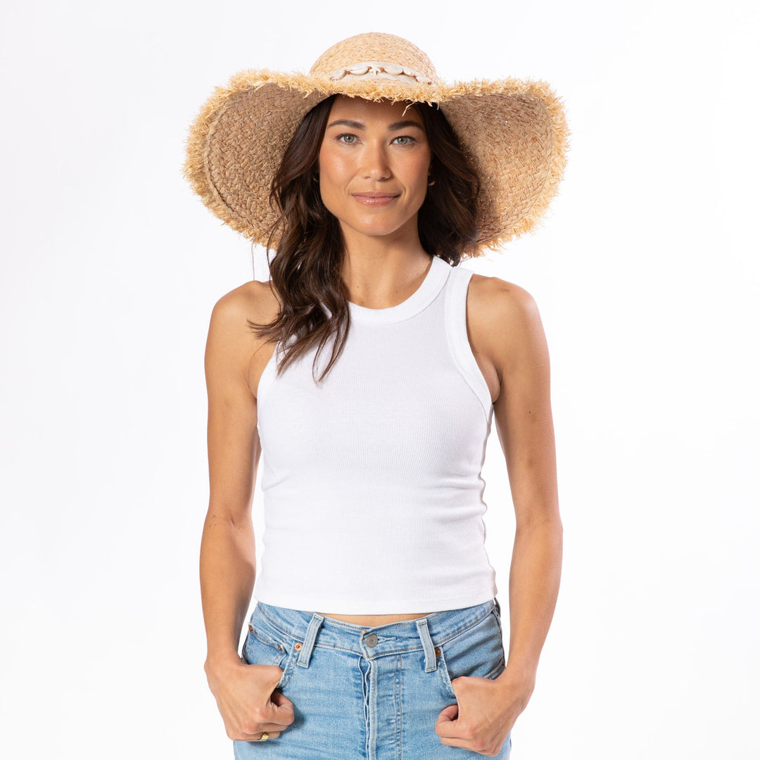 Misty - Raffia Straw Wide Brim Sun Hat-ROUND CROWN-San Diego Hat Company