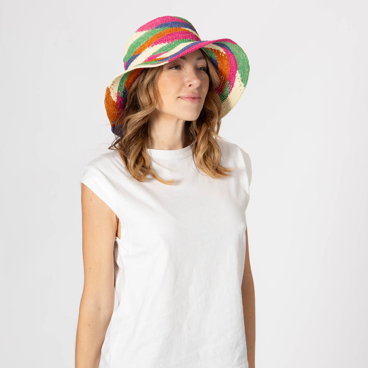 Lucia - Mixed Crochet Raffia Bucket Hat