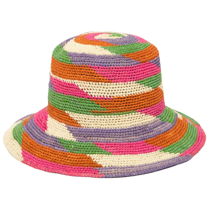 Lucia - Mixed Crochet Raffia Bucket Hat