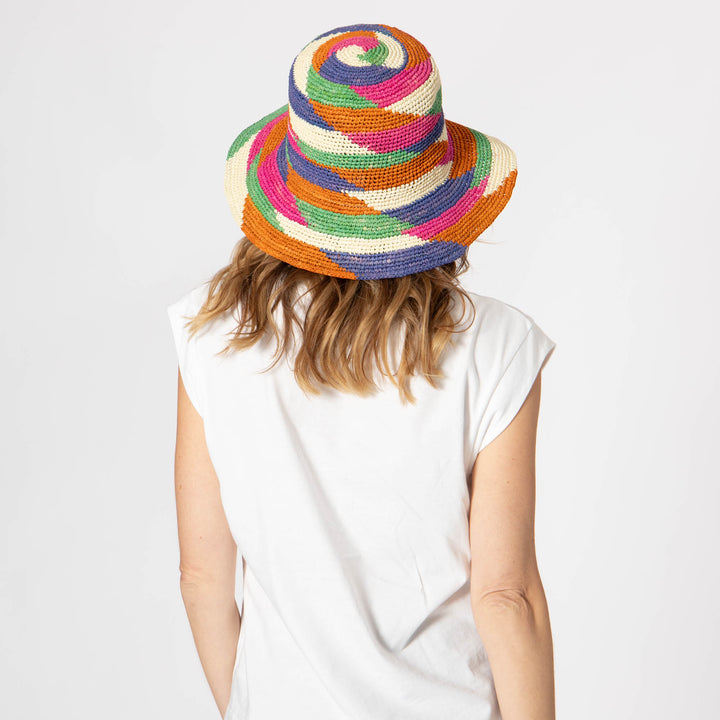 Lucia - Mixed Crochet Raffia Bucket Hat