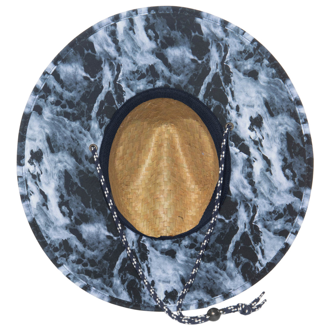 Mens Straw Lifeguard with Ocean Wave Under-brim (RSM5962)