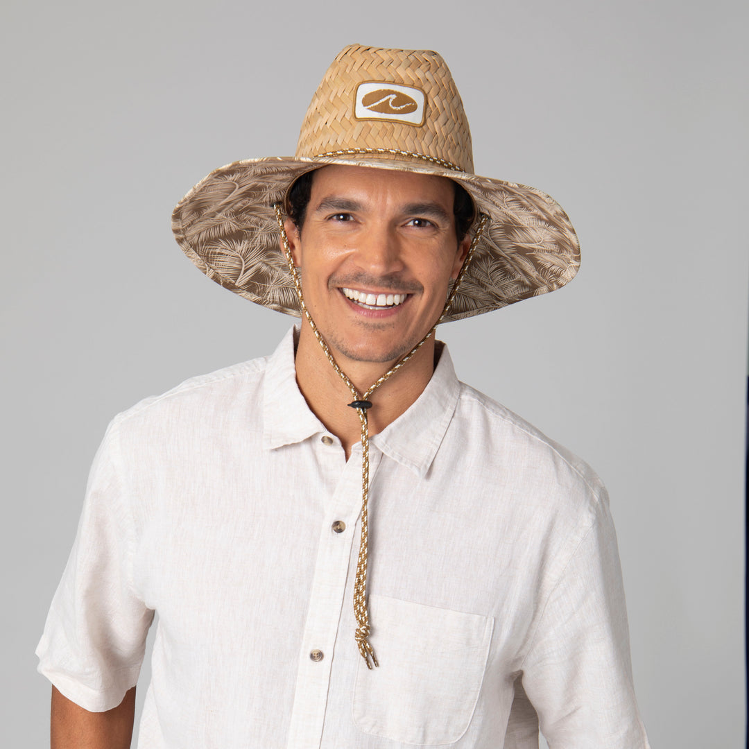 Mens Rush Straw Lifeguard with Tropical Palm Leaf Under-brim (RSM5964)