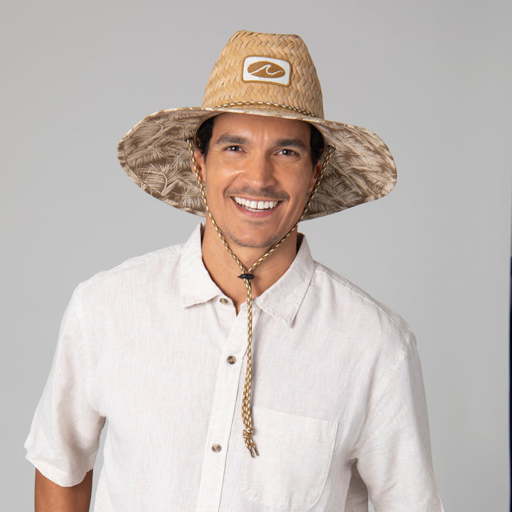 Mens Rush Straw Lifeguard with Tropical Palm Leaf Under-brim (RSM5964)