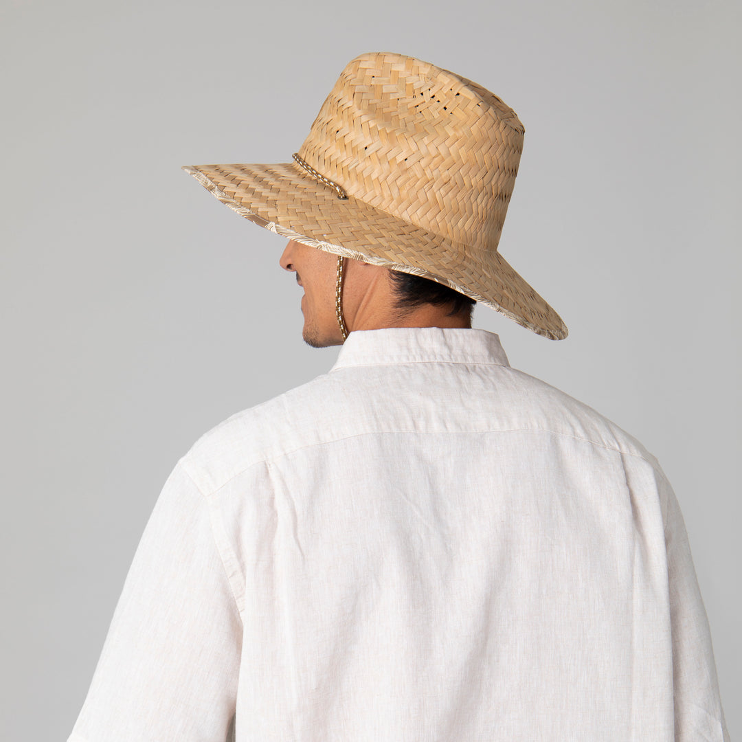 Mens Rush Straw Lifeguard with Tropical Palm Leaf Under-brim (RSM5964)