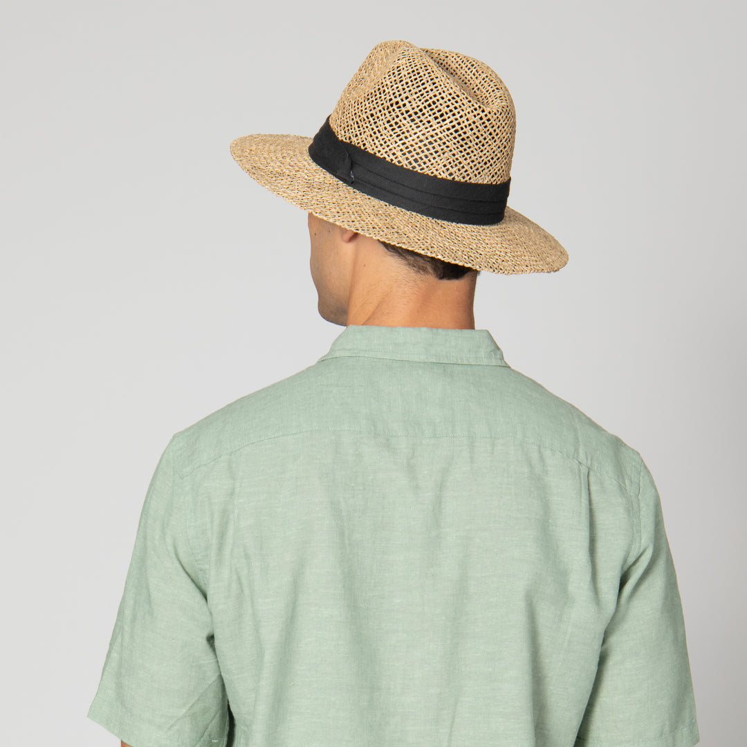 Mens Rush Straw Wide Brim Fedora -FS