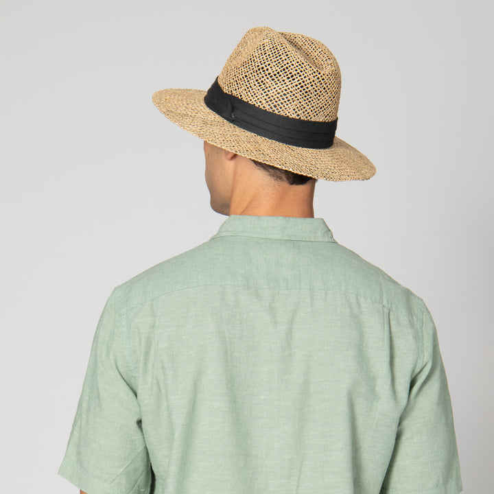 Mens Rush Straw Wide Brim Fedora -FS