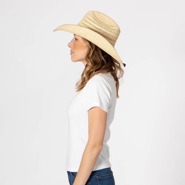 Annie - Woven Toyo Straw Cowboy with Wire Brim