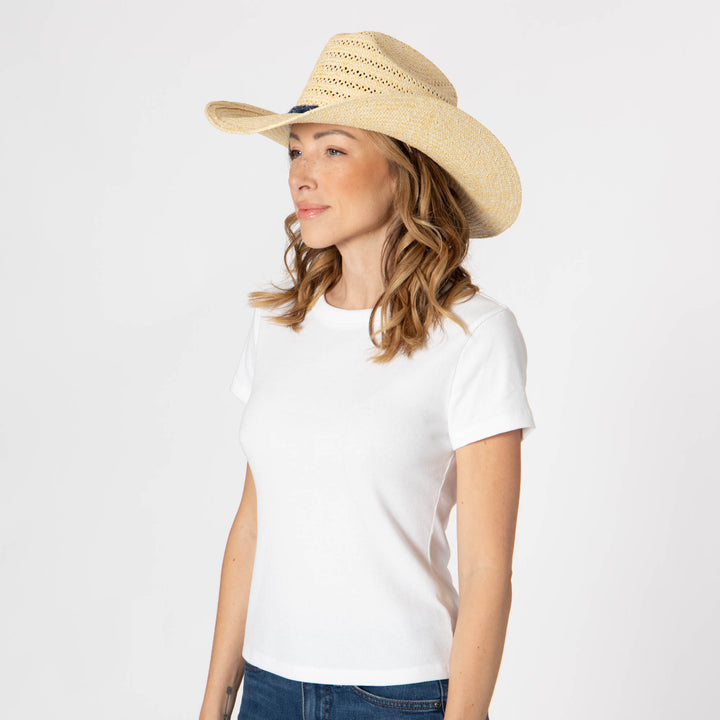 Annie - Woven Toyo Straw Cowboy with Wire Brim