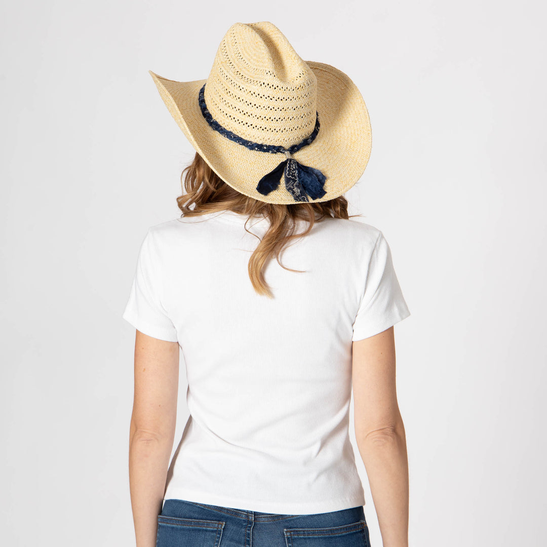 Annie - Woven Toyo Straw Cowboy with Wire Brim