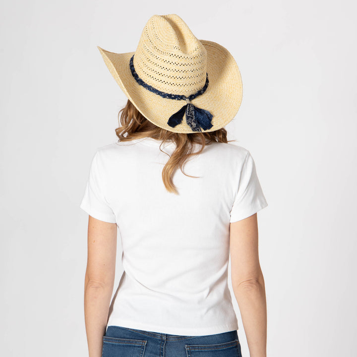 Annie - Woven Toyo Straw Cowboy with Wire Brim