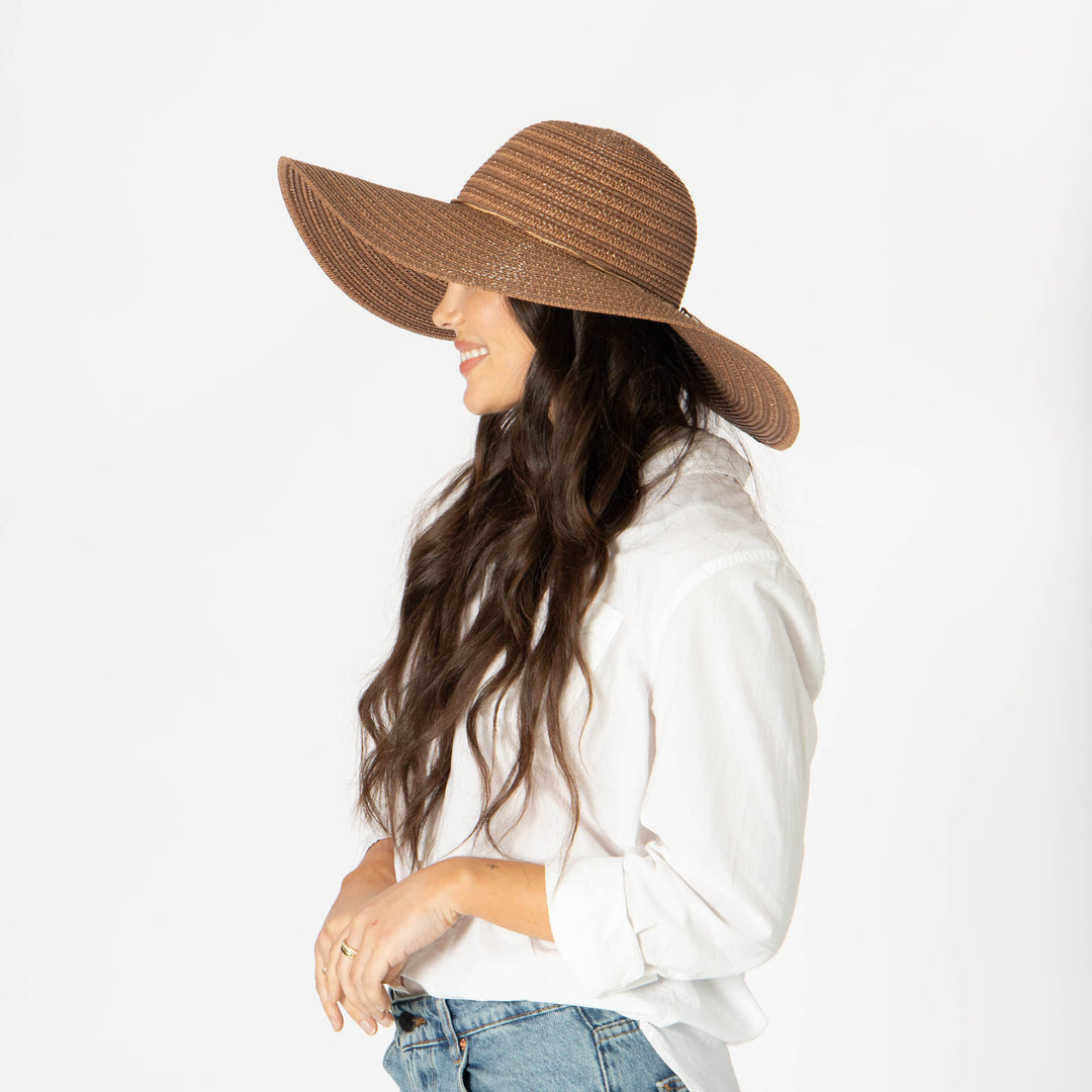Wide Brim Floppy Sun Hat with Gold Lurex (UBL6836)