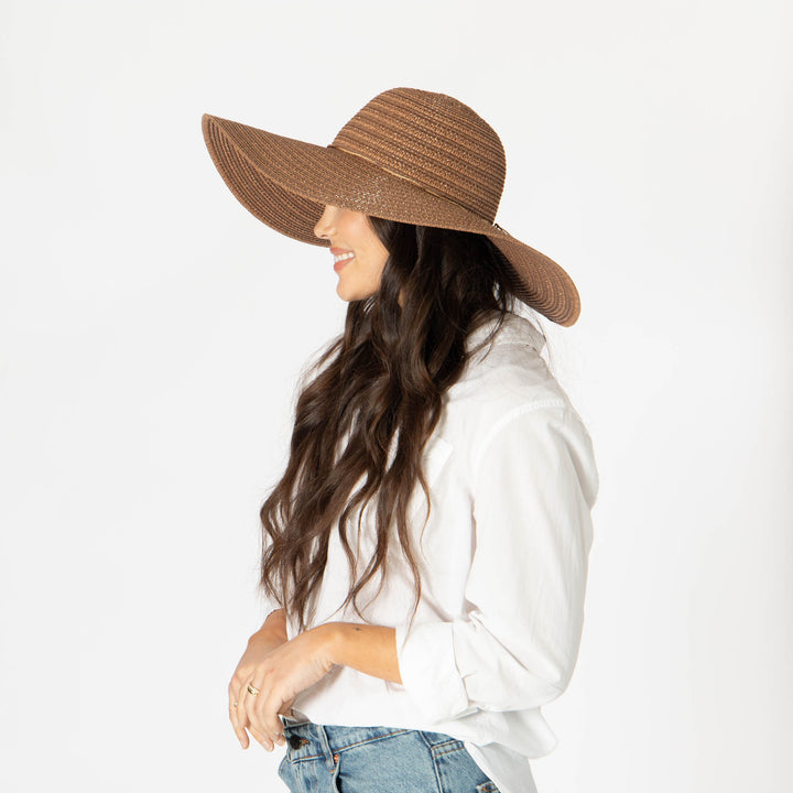 Wide Brim Floppy Sun Hat with Gold Lurex (UBL6836)
