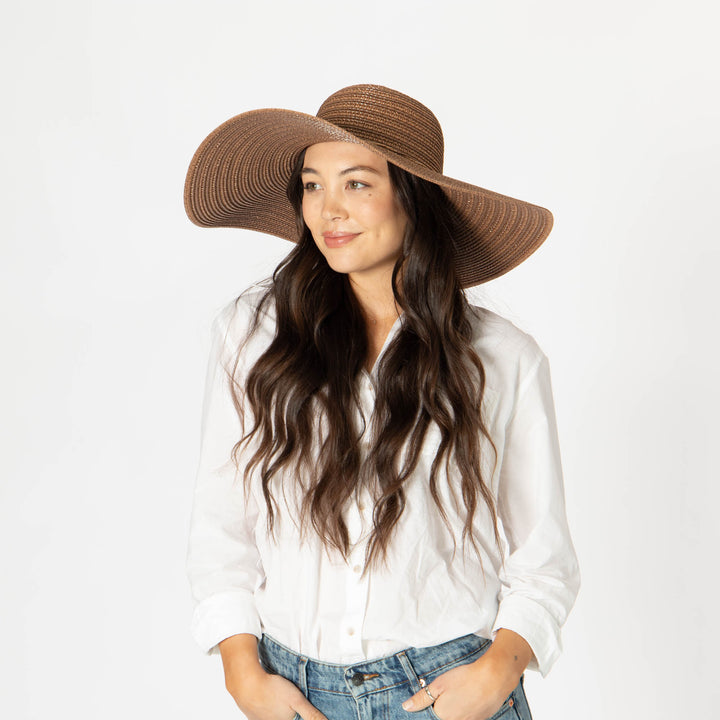 Wide Brim Floppy Sun Hat with Gold Lurex (UBL6836)