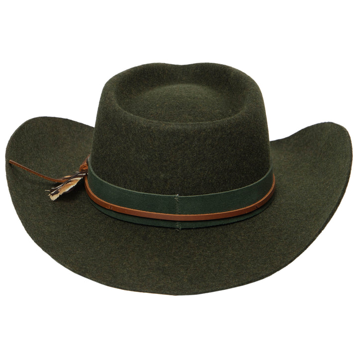 Wool Cowboy Hat with Pinch Crown and Feather by FRYE - WA93018FRYA