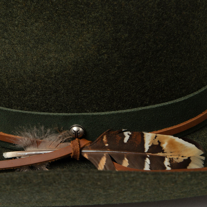 Wool Cowboy Hat with Pinch Crown and Feather by FRYE - WA93018FRYA