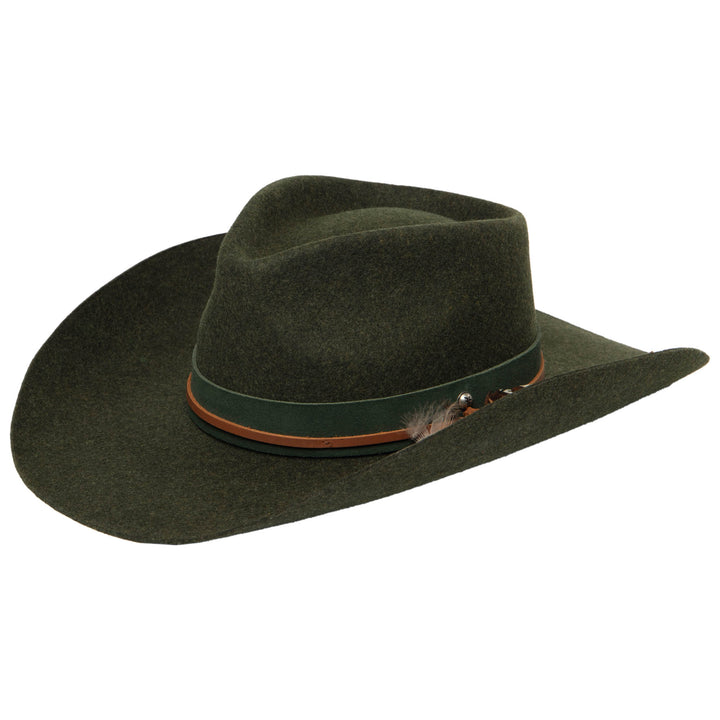 Wool Cowboy Hat with Pinch Crown and Feather by FRYE - WA93018FRYA