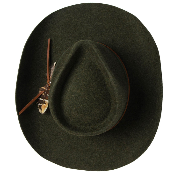 Wool Cowboy Hat with Pinch Crown and Feather by FRYE - WA93018FRYA