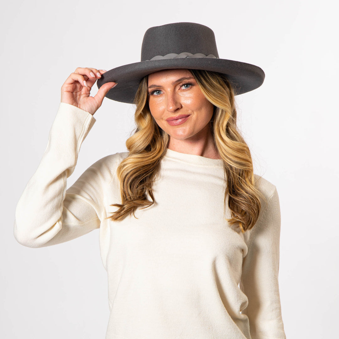 Mountain Top-  Diamond Crown Felt W/ Turn Brim (WFH8227)