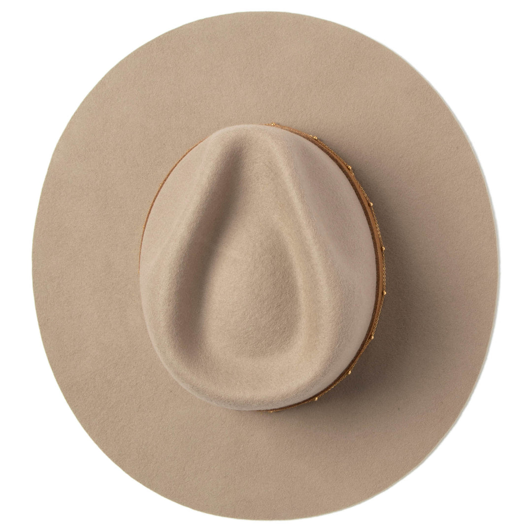 Loretta - Stiff Brim Fedora with Suede Band and Gold Chain (WFH8251)