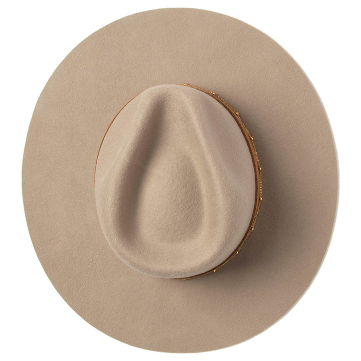 Loretta - Stiff Brim Fedora with Suede Band and Gold Chain (WFH8251)