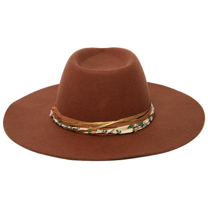 Farrah - Stiff Brim Fedora with Patterned Fabric Band (WFH8252)