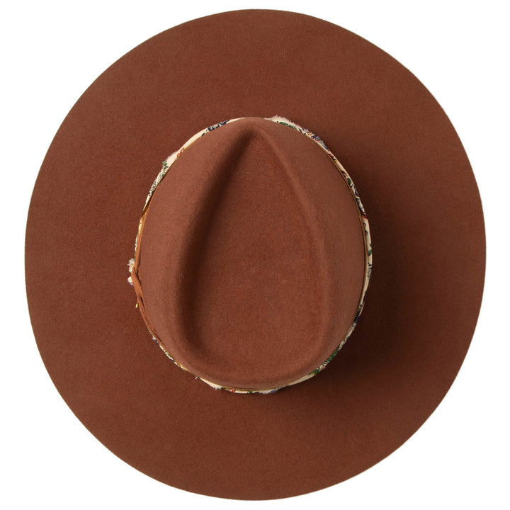 Farrah - Stiff Brim Fedora with Patterned Fabric Band (WFH8252)
