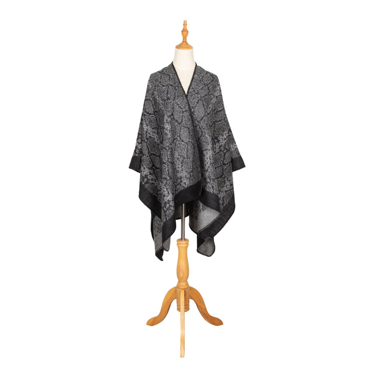 Reese - Womens Jacquard Snake Open Front Poncho (BSP5018)