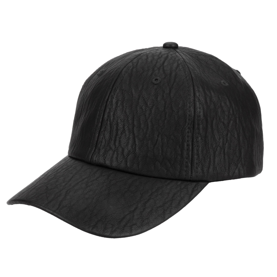 Women's Black Faux Leather Ball Cap with Elastic (CTH1803)