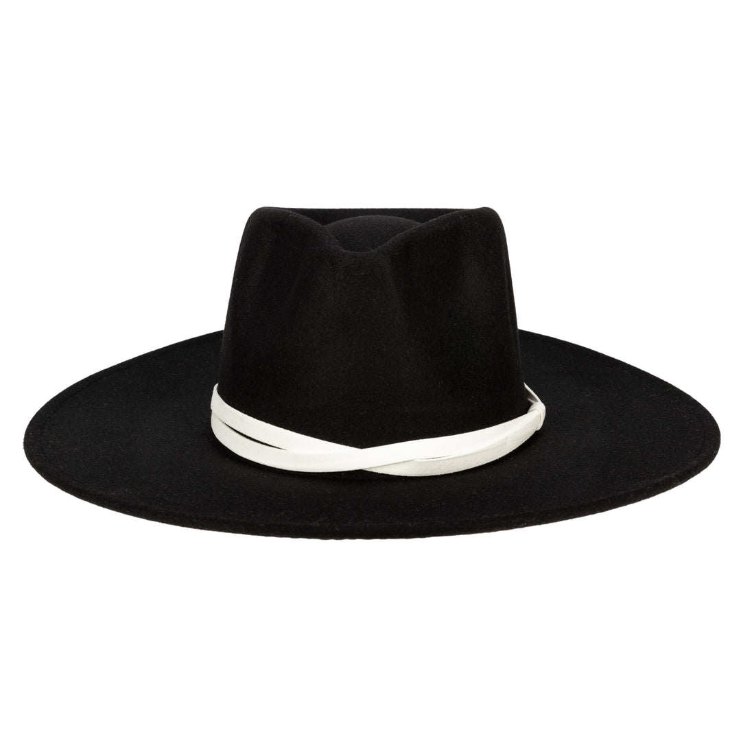 Faux Felt Wide Brim Fedora W/ Twisted Band (CTH3755)