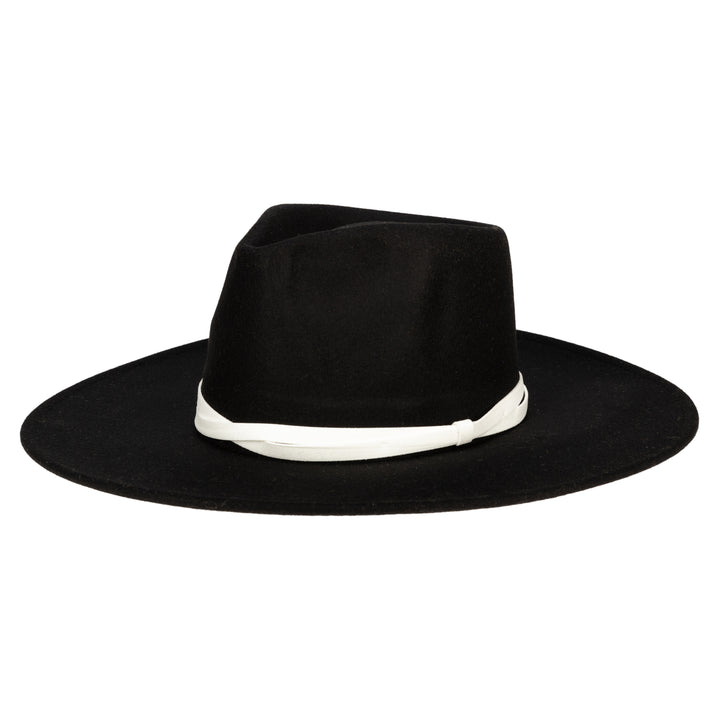 Faux Felt Wide Brim Fedora W/ Twisted Band (CTH3755)