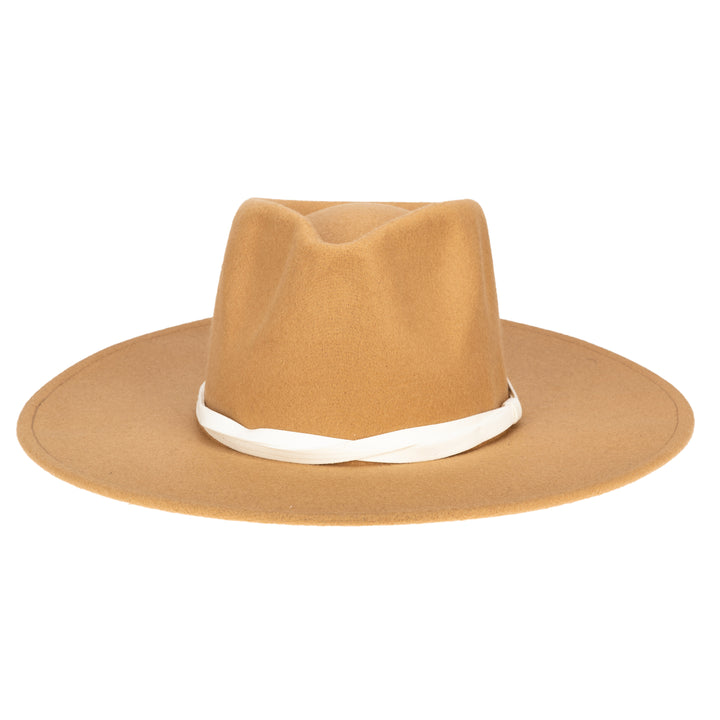 Faux Felt Wide Brim Fedora W/ Twisted Band (CTH3755)