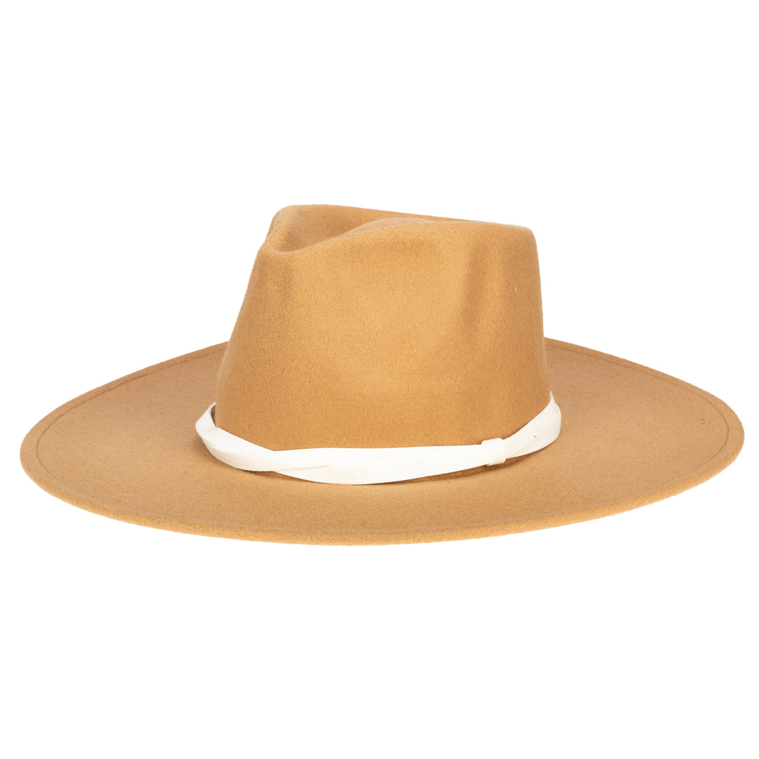 Faux Felt Wide Brim Fedora W/ Twisted Band (CTH3755)