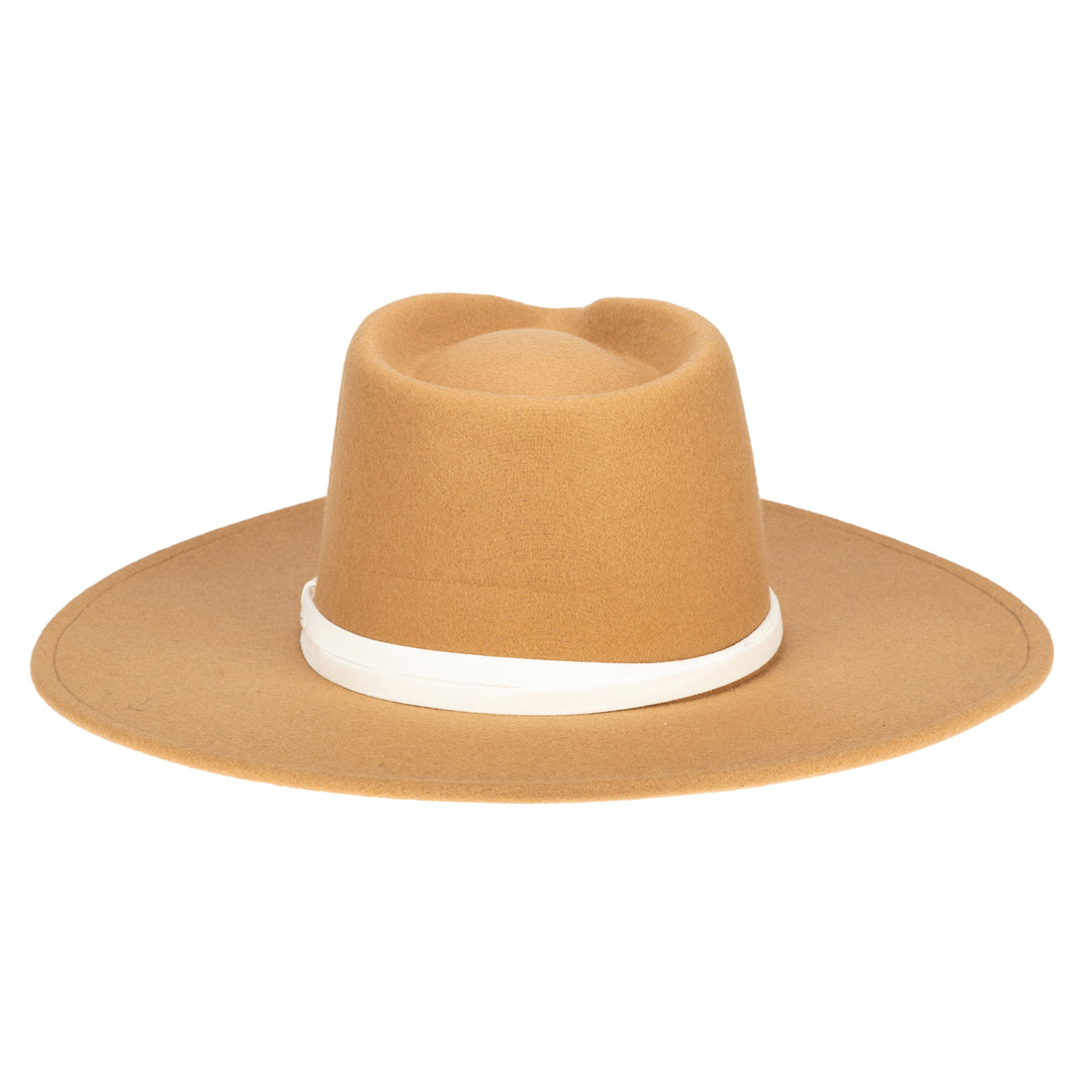 Faux Felt Wide Brim Fedora W/ Twisted Band (CTH3755)