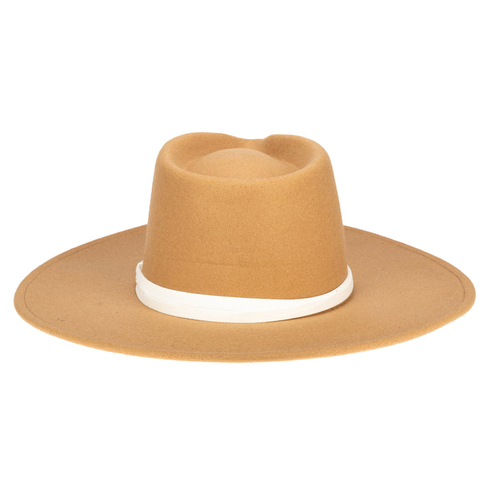 Faux Felt Wide Brim Fedora W/ Twisted Band (CTH3755)
