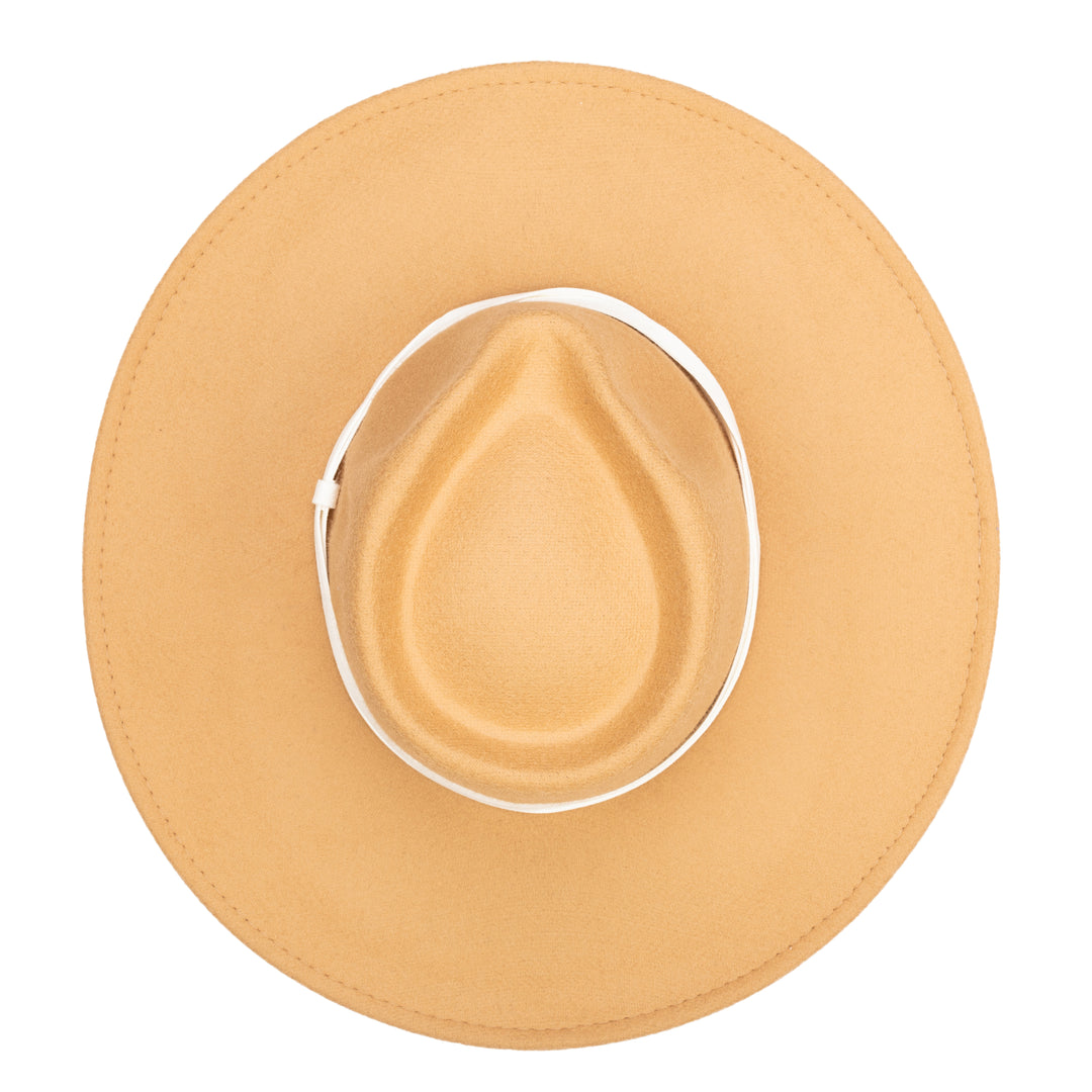 Faux Felt Wide Brim Fedora W/ Twisted Band (CTH3755)