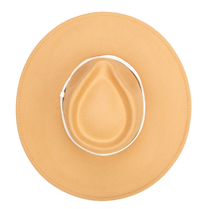 Faux Felt Wide Brim Fedora W/ Twisted Band (CTH3755)