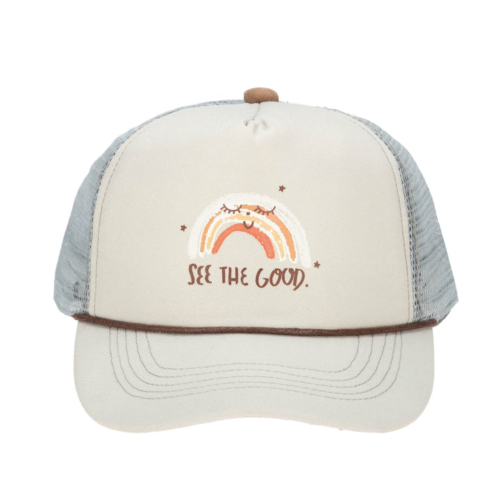 Cut and Sew Trucker Hat with "See the Good" Rainbow Graphic