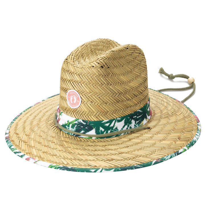Hang Ten Kids Straw Lifeguard Hat with Embroidered Patch and Printed Under-brim - HTK3002