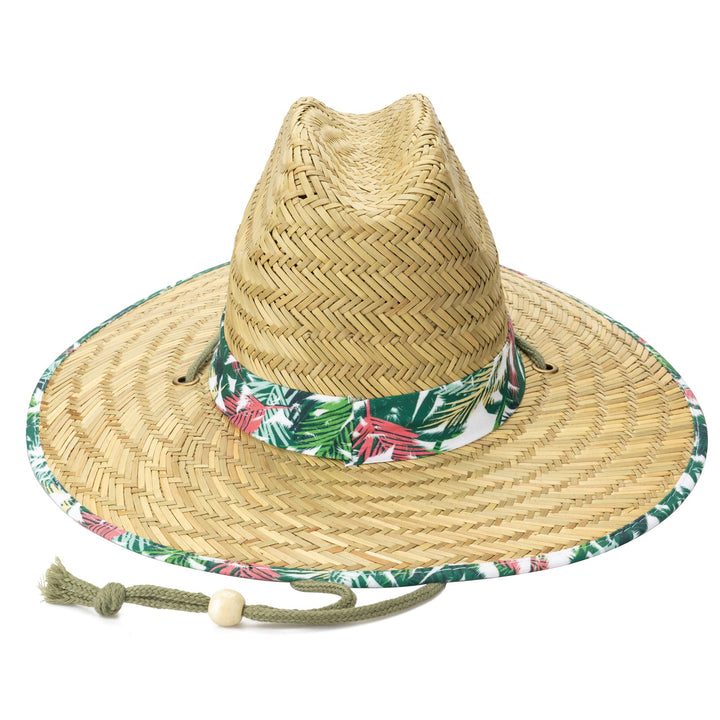 Hang Ten Kids Straw Lifeguard Hat with Embroidered Patch and Printed Under-brim - HTK3002