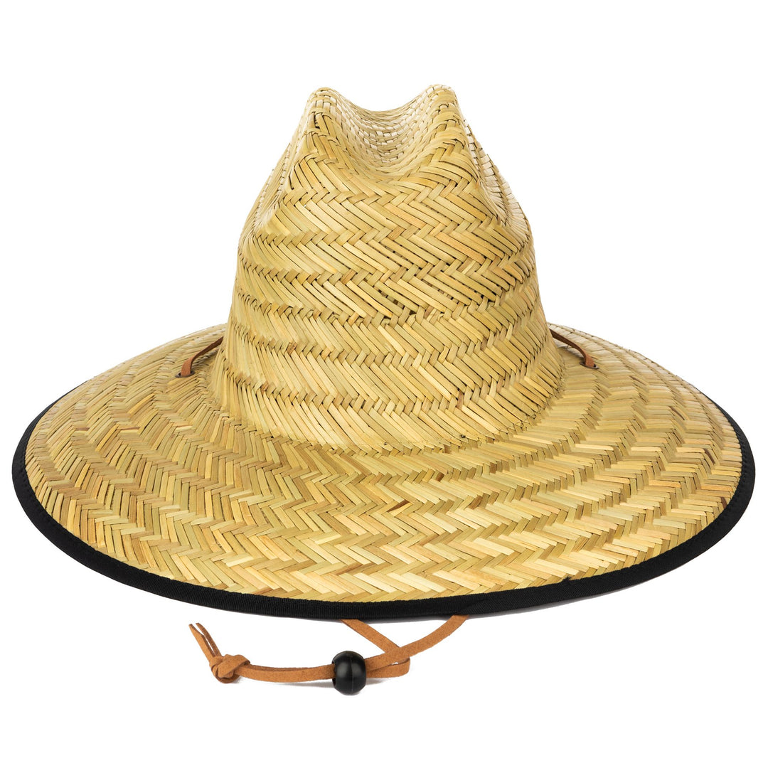 Hang Ten Straw Lifeguard Hat with Lined Under-Brim and Leather Chin Cord - HTL0000