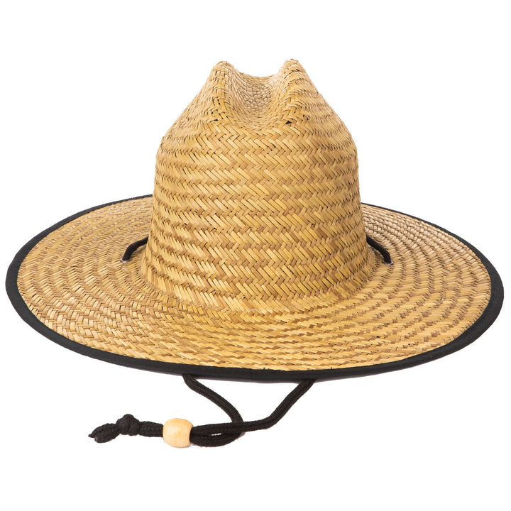 Hang Ten Straw Lifeguard Hat with Lined Under-Brim and Chin Cord - HTL0001