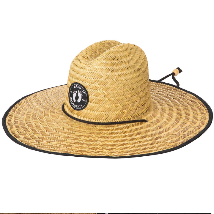 Hang Ten Straw Lifeguard Hat with Lined Under-Brim and Chin Cord - HTL0003
