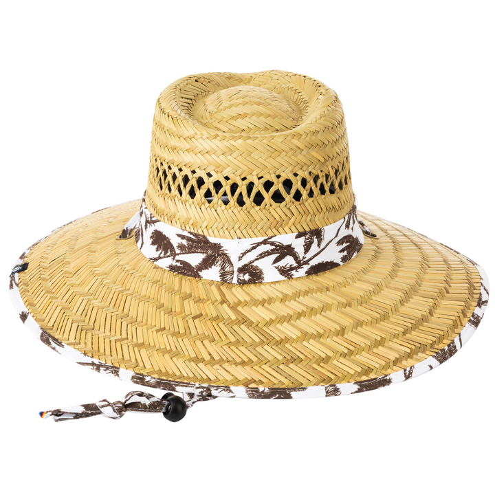 Straw Lifegaurd with Palm Printed Band and Under-brim with Chin cord - (HTL0004)