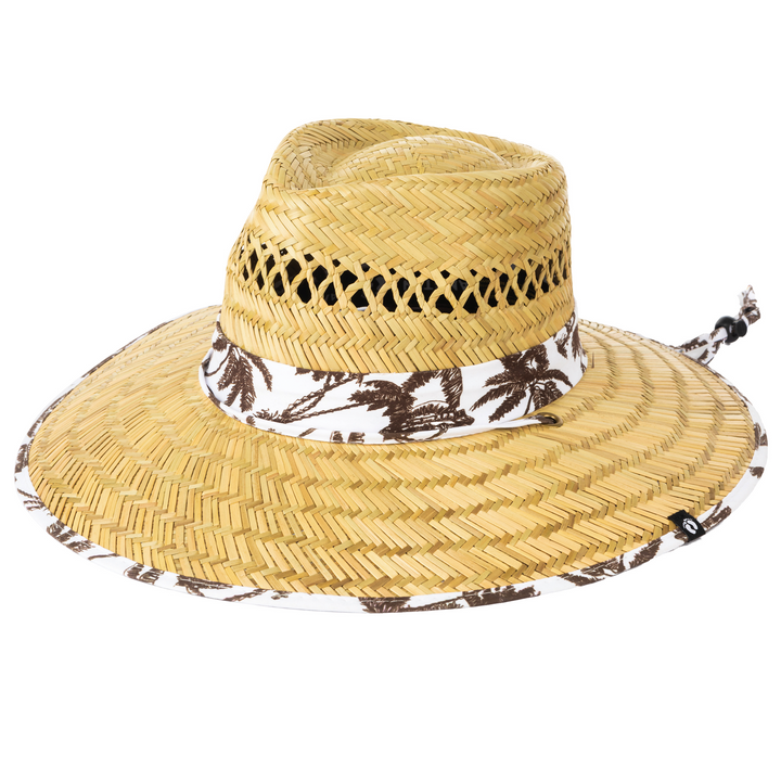 Straw Lifegaurd with Palm Printed Band and Under-brim with Chin cord - (HTL0004)