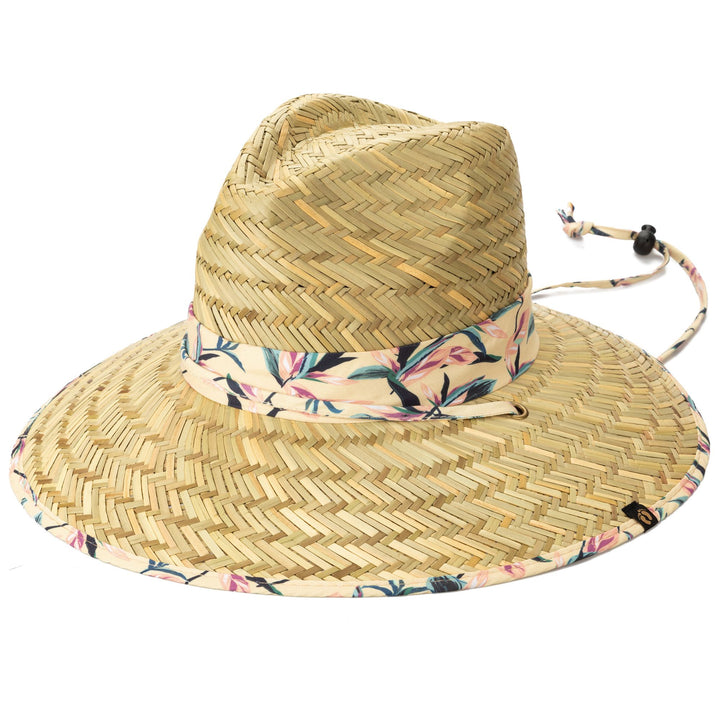 Hang Ten Lifeguard Hat with Tropical Printed Band and Binding Chin Cord - HTL1110