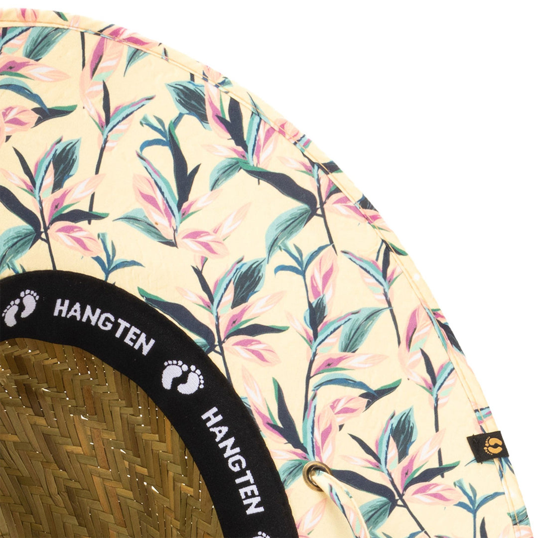 Hang Ten Lifeguard Hat with Tropical Printed Band and Binding Chin Cord - HTL1110