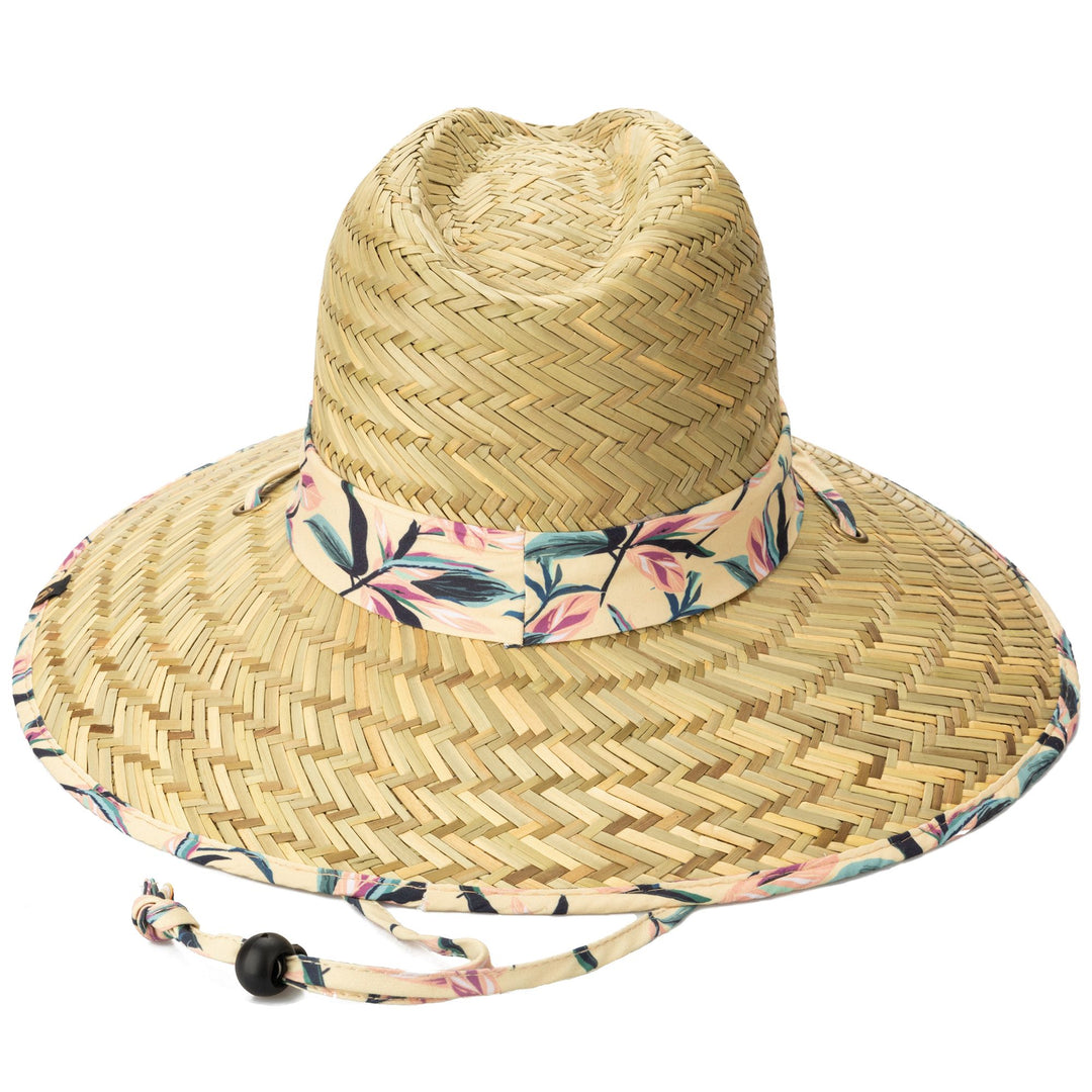 Hang Ten Lifeguard Hat with Tropical Printed Band and Binding Chin Cord - HTL1110
