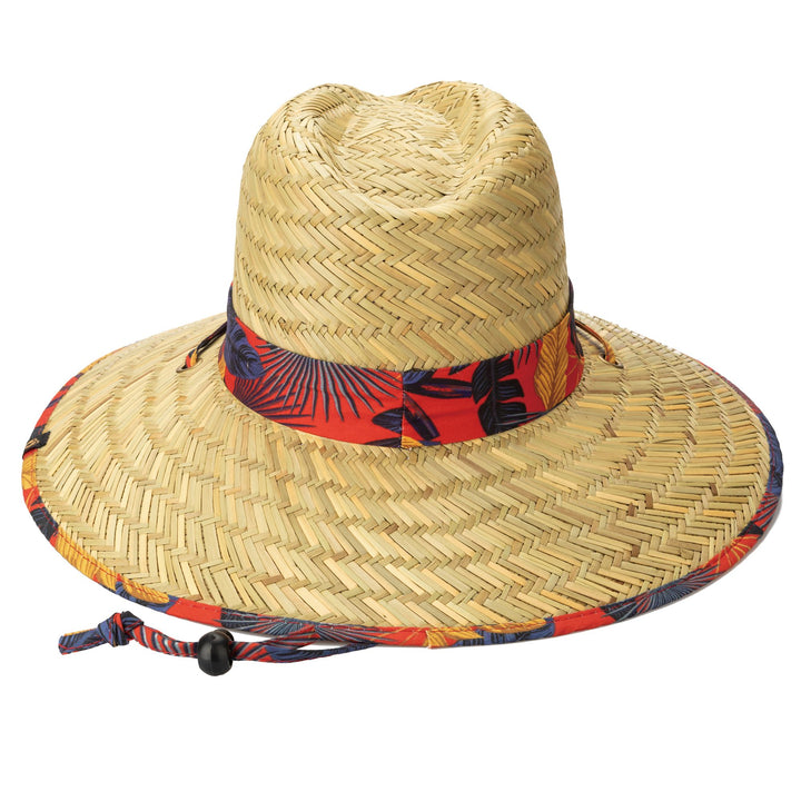 Hang Ten Lifeguard Hat with Tropical Printed Band and Binding Chin Cord - HTL1110