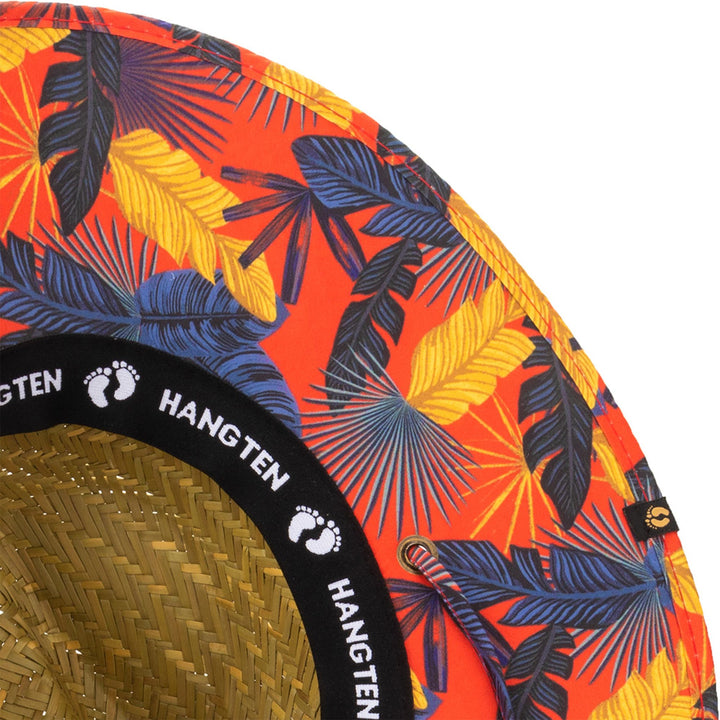 Hang Ten Lifeguard Hat with Tropical Printed Band and Binding Chin Cord - HTL1110